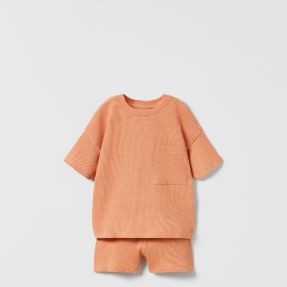 Zara Kids Peach Short Sleeve Set